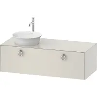 Duravit White Tulip, Waschtischunterbau wandhängend, Breite 1300 x Tiefe 550mm, mit 1x Auszug, mit Griff, WT4982L3939, Farbe: Nordic Weiß Seidenmatt Lack