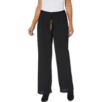 Lady Palazzohose , Damen, Gr. 36, Normalgrößen, schwarz, 100% Polyester, unifarben, lang, Hosen Palazzohose