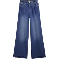 Bonprix Weite Jeans , Damen, Gr. 48, K-Gr, blau denim used, Obermaterial: 100% Baumwolle, loose fit, Jeans Weite Jeans, weite Passform, 5-Pocket-Design, elastischer Bequembund, hohe Bundhöhe