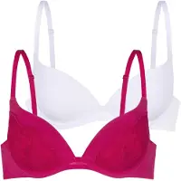 Dorina Push-up-BH "Willa", Damen, Gr. 90, Cup D, pink (pink, weiß), Microtouch, Obermaterial: 65% Polyamid, 25% Polyester, 10% Elasthan, BHs Push-up-BH, leicht gepolsterte Cups, mit Bügel