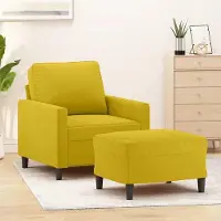 Markenlos Gelber Sessel aus Samt mit Fußhocker, 60 cm, für Wohnzimmer und Gästezimmer
