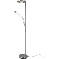 TRIO LED-Deckenfluter Barrie mit Leselicht nickel matt