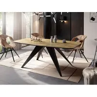 WFL GROUP Ausziehbarer Esstisch im Loft-Stil - Industrieller Tisch mit Schwarzen Metallbeinen - Modernes Design für Wohnzimmer - 180 cm Ausziehbar auf 220 cm - Lancelot Eiche