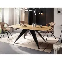WFL GROUP Ausziehbarer Esstisch im Loft-Stil - Industrieller Tisch mit Schwarzen Metallbeinen - Modernes Design für Wohnzimmer - 180 cm Ausziehbar auf 220 cm - Craft Eiche