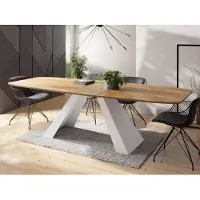 WFL GROUP Esstisch Monte Weiß im Modern Stil, Rechteckiger Tisch - Ausziehbar von 160 cm bis 200 cm, Pulverbeschichtete Weiße Metallbeine - 160 x 80 cm - Craft Eiche