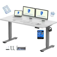 FlexiSpot EN1 Höhenverstellbarer Schreibtisch 160x80cm, 100 kg Tragkraft, mit Anti-Kollisionsschutz, Einteilige Tischplatte, 4 Memory-Funktion(Weiß)