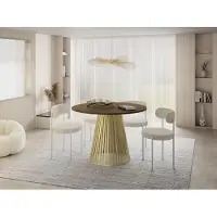 WFL GROUP Esstisch Rund Ausziehbar mit Lamellen im Loft-Stil – 120 bis 200 cm – Industrieller Tisch mit Goldenen Metallbeinen, Platzsparend für Wohnzimmer oder Esszimmer – Braun
