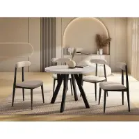 WFL GROUP Runder Ausziehbarer Esstisch im Loft-Stil XXL Groß – Verlängerbarer Tisch mit Schwarzen Holzbeinen – Platzsparender Esstisch für Wohnzimmer – Kaschmir – 100 bis 300 cm