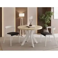 WFL GROUP Runder Esstisch Ausziehbar 90-190 cm – Verlängerbar, für 5-9 Personen mit Weißen Holzbeinen – Tisch für Wohnzimmer & Esszimmer in Eiche Sonoma Hellbraun