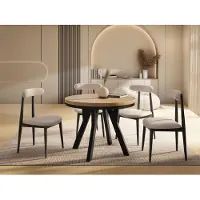 WFL GROUP Runder Ausziehbarer Esstisch im Loft-Stil XXL Groß – Verlängerbarer Tisch mit Schwarzen Holzbeinen & Metallring – Platzsparender Esstisch für Wohnzimmer – Eiche Braun – 100 bis 300 cm