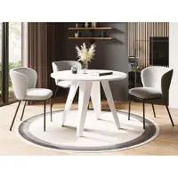 WFL GROUP Esstisch Glory Weiß im Industriestil - Modern, Rund - Ausziehbar von 90 cm bis 130 cm, mit Pulverbeschichteten Metallbeinen, Tisch für Kleine Küche - Weiß