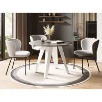 WFL GROUP Esstisch Glory Weiß im Industriestil - Modern, Rund - Ausziehbar von 100 cm bis 140 cm, Pulverbeschichtete Metallbeine - Chicago Beton Grau