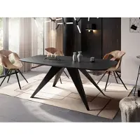 WFL GROUP Ausziehbarer Esstisch im Loft-Stil - Industrieller Tisch mit Schwarzen Metallbeinen - Modernes Design für Wohnzimmer - 160 cm Ausziehbar auf 200 cm - Schwarz