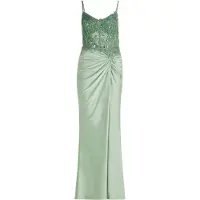 Vera Mont Abendkleid "Abendkleid mit Stickerei", Damen, Gr. 36, EURO, grün (foggy grün), Obermaterial: 81% Polyamid PA. 19% Elasthan EL., Kleider Abendkleid
