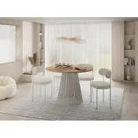 WFL GROUP Esstisch Rund Ausziehbar mit Lamellen im Loft-Stil – 100 bis 180 cm – Industrieller Tisch mit Kaschmir Metallbeinen, Platzsparend für Wohnzimmer oder Esszimmer – Braun