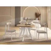 WFL GROUP Runder Ausziehbarer Esstisch im Loft-Stil – Verlängerbarer Tisch mit Weißen Holzbeinen – Platzsparender Esstisch für Wohnzimmer – Eiche Artisan Hellbraun – 80 bis 130 cm