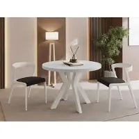 WFL GROUP Runder Esstisch Ausziehbar 100-300 cm XXL Groß – Verlängerbar, für 5-14 Personen mit Weißen Holzbeinen – Tisch für Wohnzimmer & Esszimmer in Weiß