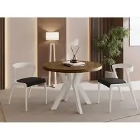 WFL GROUP Runder Esstisch Ausziehbar 90-190 cm – Verlängerbar, für 5-9 Personen mit Weißen Holzbeinen – Tisch für Wohnzimmer & Esszimmer in Eiche Braun Rustikal