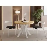 WFL GROUP Runder Esstisch Ausziehbar 90-190 cm – Verlängerbar, für 5-9 Personen mit Weißen Holzbeinen – Tisch für Wohnzimmer & Esszimmer in Eiche Artisan Hellbraun