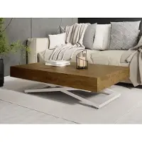 WFL GROUP Couchtisch Höhenverstellbar Cavetta U - Esstisch 120-200x80x27-76 cm Lefkas Eiche mit Kaschmir Beige Gestell