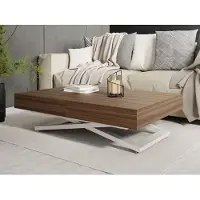 WFL GROUP Couchtisch Höhenverstellbar Cavetta U - Esstisch 120-200x80x27-76 cm Nussbaum Tobacco Franklin mit Kaschmir Beige Gestell