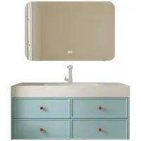 360Home Waschbecken aus Sinterstein, Badmöbel Set,100x55 cm, Badezimmermöbel,Bad Schränke,Waschtisch,LED-Spiegel,Blau /LSC100/