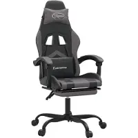 vidaXL Gaming-Stuhl mit Fußstütze Drehbar Schwarz & Grau Kunstleder
