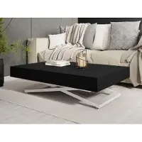 WFL GROUP Couchtisch Höhenverstellbar Cavetta U - Esstisch 120-200x80x27-76 cm Schwarz mit Kaschmir Beige Gestell
