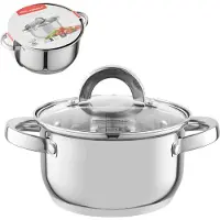 Florina INDUKTION Edelstahl TOPF Gas mit Glasdeckel KOCHTOPF Suppentopf 1,9L