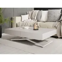 WFL GROUP Couchtisch Höhenverstellbar Cavetta U - Esstisch 120-200x80x27-76 cm Kaschmir Beige