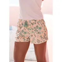 LASCANA Pyjamashorts , Damen, Gr. 32/34, N-Gr, rosa, Single Jersey, Obermaterial: 60% Polyester, 36% Viskose, 4% Elasthan, geblümt, bequem kurz, Hosen Pyjamashorts, im Blumen Allover-Druck