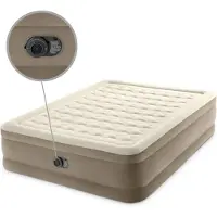 OEM Zwei-Mann-Luftmatratze - 152 x 203 x 46 cm - Beige - inklusive Pumpe - mit Bettwäsche - Kissen - Kissenbezug und Reparaturset
