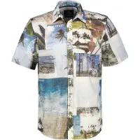 Lerros Bequemes und leichtes Stretch Kurzarmhemd im Hawaii-Look - Reef Blue - XL