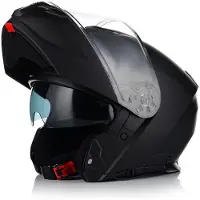 Vito Prato Motorradhelm mit Kinnbügel und Sonnenblende | Klapphelm Motorrad Helm | ECE 22.06 | Mattschwarz | S (55-56 cm)