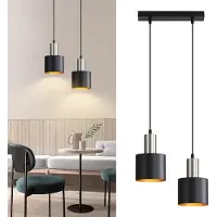 ZMH Pendelleuchte Esstisch E27 Hängelampe Küchenlampe Hängend 2 Flammig Esszimmerlampe Schwarz Gold Hängeleuchte Kücheninsel Ohne Leuchtmittel