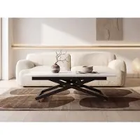 WFL GROUP Couchtisch Höhenverstellbar Ausziehbar – Wohnzimmertisch & Esstisch mit Rollen, Schwarzem X-Gestell – 120 x 80 cm bis 160 x 80 cm – Weiß