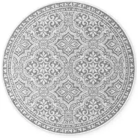 NORTHRUGS In- & Outdoor, Wetterfest, Robust, Wende Teppich Rosel, Weiß Grau - Ø160 cm
