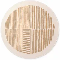 Hanse Home Ted Baker Flachgewebeteppich Rund Bounds, Wetterfest, Pflegeleicht, Jute Weiß - Ø160 cm