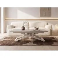 WFL GROUP Couchtisch Höhenverstellbar Ausziehbar – Wohnzimmertisch & Esstisch mit Rollen, X-Metallgestell in Kaschmir – 120 x 80 cm bis 160 x 80 cm – Kaschmir