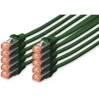 Digitus CAT 6 S/FTP Patchkabel, 0,25 m, Grün, 10 Stück, 0,25 m, Cat6, S/FTP (S-STP), RJ-45, RJ-45, Grün