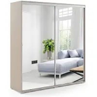 BM-Möbel Schlafzimmerschrank mit 2 Schiebetüren, Spiegel A1 - Kaschmir - 200 x 62 x 215 cm