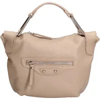 Roberta Rossi Damenhandtasche aus echtem Dollaro-Leder mit Reißverschluss und verstellbarem Schultergurt Beige UNICA 29x20x9 cm
