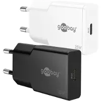 Goobay 25 W USB-C PD GaN Schnellladegerät Slim weiß, 1x USB-C-Anschluss (Power Delivery)