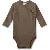 Sanetta - Kid's Wrapover Body 1/1 Wool - Merinounterwäsche Gr 68/74 braun