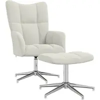 vidaXL Relaxsessel mit Hocker Cremeweiß Samt