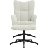 vidaXL Relaxsessel mit Hocker Cremeweiß Samt