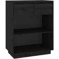 vidaXL Beistellschrank Schwarz 60x34x75 cm Massivholz Kiefer