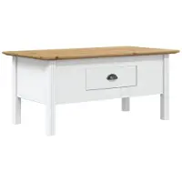 vidaXL Couchtisch BODO Weiß und Braun 100x55x46 cm Massivholz Kiefer