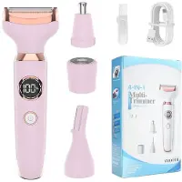 INF 4-in-1 Elektrischer Damenrasierer - Schmerzfreie Haarentfernung für Gesicht, Körper, Nase & Augenbrauen Rosa