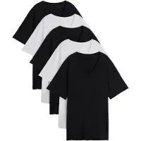 Bonprix "Weites Long-Shirt mit V-Ausschnitt, Kurzarm (5er Pack)" Packung, 5 Stk. lockere Passform, Kurzarm, mit V-Ausschnitt, unifarben